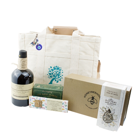 Greece in a Bag – Handcrafted Gourmet Hamper with Canvas Elegance