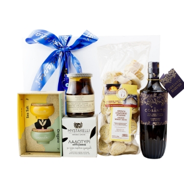 Greek Salad Luxury Gift Box — Corinto High-Phenolic EVOO, Cretan Dakos, Kalamon Olives, Mytilene Ladotyri & Ceramic Salt Bowl