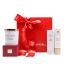A luxury red gift box featuring a personalized "Forever Loved" candle, Labbok organic skincare, and Theta rose petal honey for Valentine's Day gifting.