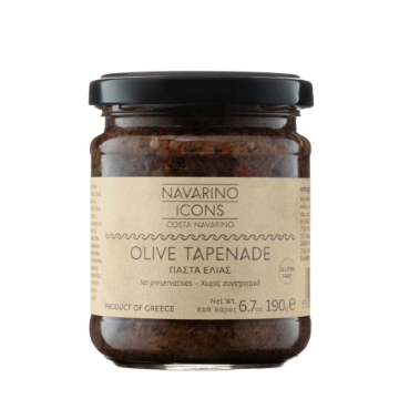 Navarino Icons Olive Tapenade – Kalamon & Green Olives with EVOO | Traditional Messinian Recipe, Gluten-Free Greek Spread, 190g