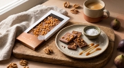 Sokolata Agapitos 1944 Salted Caramel Milk Chocolate Bar, 100g – Handmade in Thessaloniki on a clean ecommerce background