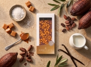 Sokolata Agapitos 1944 Salted Caramel Milk Chocolate Bar, 100g – Handmade in Thessaloniki on a clean ecommerce background