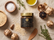 Samynthos Organic Tahini with Black Garlic 200g - Cold-Pressed on a clean ecommerce background